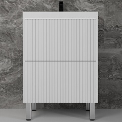 Style Line Тумба под раковину Стокгольм 60 белый рифленый софт – фотография-1